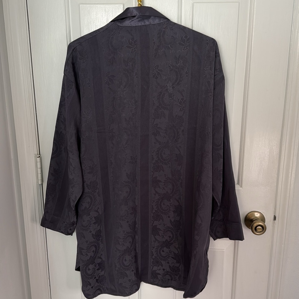 Vintage Victoria's Secret Gold Label Dark Gray Sleep Shirt with Covered Buttons - Picture 4 of 8